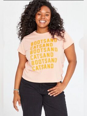 CLARE V. "Boots & Cats" T-shirt, size L